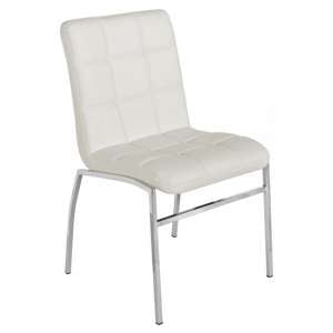 Coco Faux Leather Dining Chair In White With Chrome Legs