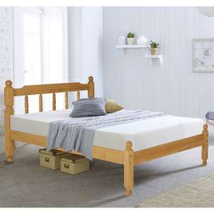 Coleton Spindle Wooden King Size Bed In Waxed Pine