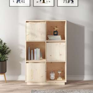 Colix Pine Wood Storage Cabinet With 3 Doors In Natural