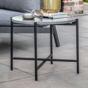 Collan Round Outdoor Concrete Top Side Table In Charcoal