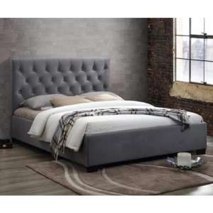 Cologne Fabric Double Bed In Grey