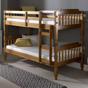Colonial Wooden Small Single Bunk Bed In Honey