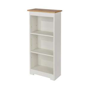 Chorley Low Narrow Bookcase In White With Adjustable Shelves