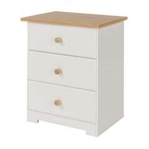 Chorley Three Drawer Bedside Cabinet In White And Soft Cream