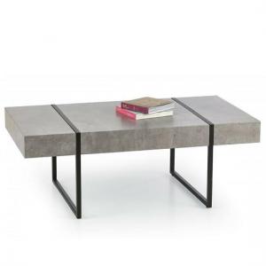 Sanyu Coffee Table In Stone Effect With Black Metal Legs