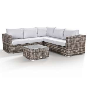 Comilla Outdoor Large Corner Sofa With Coffee Table In Grey