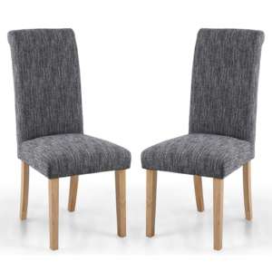 Cuiba Grey Linen Effect Fabric Dining Chairs In Pair