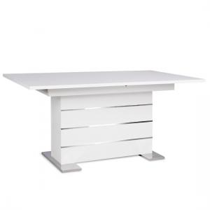 Compton Extendable Dining Table In White And Chrome Base