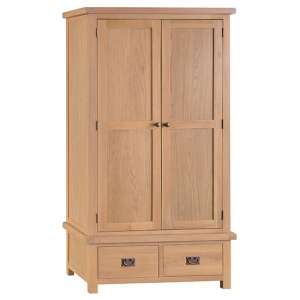 Concan Wooden 2 Doors And 2 Drawers Wardrobe In Medium Oak