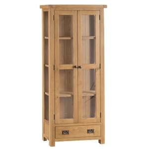 Concan Wooden 2 Doors Display Cabinet In Medium Oak
