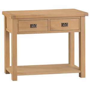 Concan Wooden 2 Drawers Console Table In Medium Oak