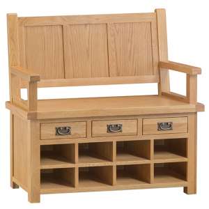 Concan Wooden Hallway Storage Seating Bench In Medium Oak