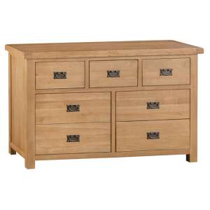 Concan Wide Wooden Chest Of 7 Drawers In Medium Oak