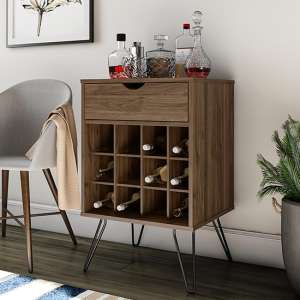 Cowes Wooden Drinks Storage Cabinet In Walnut