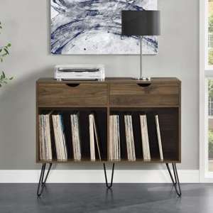 Cowes Turntable Bookcase In Walnut With 2 Drawers