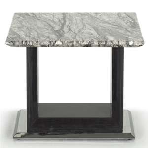 Connor Marble Lamp Table In Grey With High Gloss Base