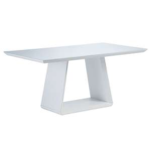 Conrad Glass Top High Gloss Rectangular Dining Table In White