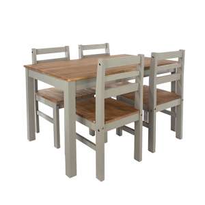 Consett Linea Small Wooden Dining Table With 4 Chairs In Grey