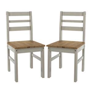 Consett Linea Grey Wooden Dining Chairs In Pair