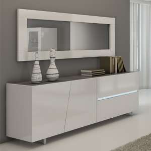 Cooper Wooden Sideboard And Mirror In White Gloss With LED