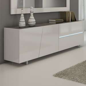 Cooper Wooden Sideboard In White Gloss Lacquer With LED