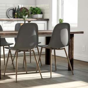 Penrith Grey Plastic Dining Chairs In Pair