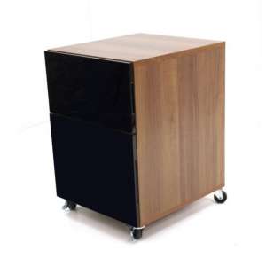 Coppice Wooden Pedestal In Walnut With High Gloss Black Fronts