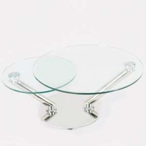 Corazon Rotating Glass Coffee Table In Clear And Silver