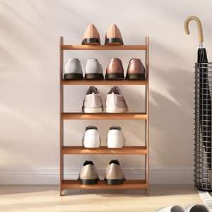 Cordova 5 Tier Wooden Shoe Storage Rack In Brown
