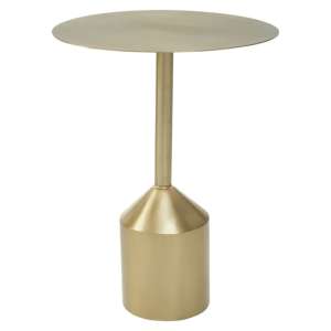 Cordue Round Metal Side Table In Gold Cylindrical Base