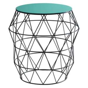 Coreca Round Metal Side Table With Black Base In Green