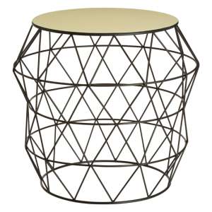Coreca Round Metal Side Table With Black Base In Ivory