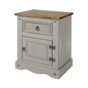 Consett Bedside Cabinet In Grey Wax With One Door And Drawer