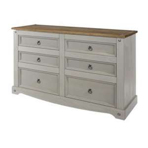 Consett Chest Of Drawers In Grey Washed Wax With Six Drawers