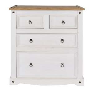 Consett Chest Of Drawers In White Washed Wax With Four Drawers
