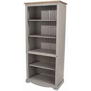 Consett Tall Bookcase In Grey Washed Wax Finish