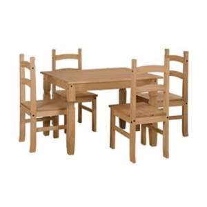 Consett Wooden Large Dining Set In Oak With 4 Chairs