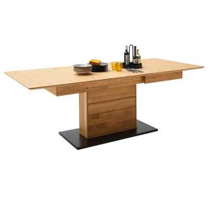 Corlu Extending Wooden Dining Table In Planked Oak