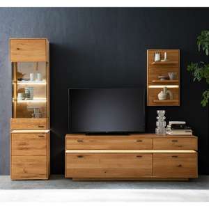 Corlu Wooden Living Room Furniture Set 1 In Oak With LED