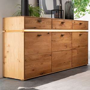 Corlu Wooden Sideboard In Oak With 3 Doors 3 Drawers And LED