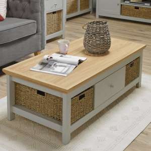 Cornet Wooden Coffee Table In Grey And Oak Finish