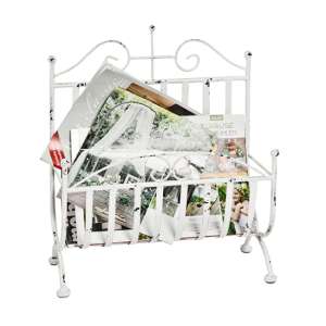Corsicana Metal Magazine Rack In Vintage White