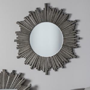 Corsley Starburst Wall Mirror Round In Grey Weathered