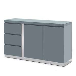 Cortina Glass Top Sideboard In Grey High Gloss With 2 Doors