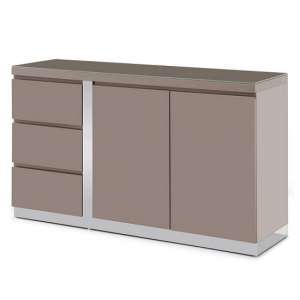 Cortina Glass Top Sideboard In Taupe High Gloss With 2 Doors