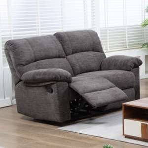 Corty Fabric Recliner 2 Seater Sofa In Charcoal Grey