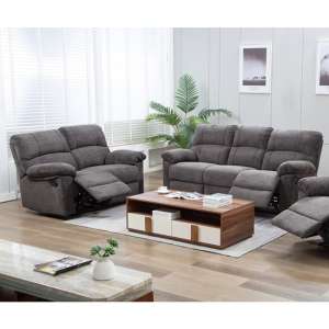 Corty Fabric Recliner 3 Seater And 2 Seater Sofa In Charcoal