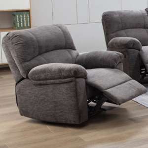 Corty Fabric Recliner Armchair In Charcoal Grey