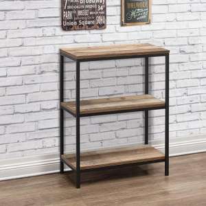 Coruna Wooden Bookcase Small In Rustic And Metal Frame