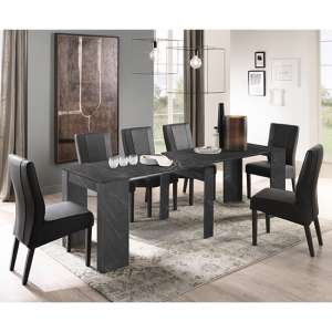 Corvi Extending Black Wooden Dining Table With 8 Miko Chairs